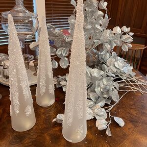 Elegant Light Up Silver and White Decorative Trees